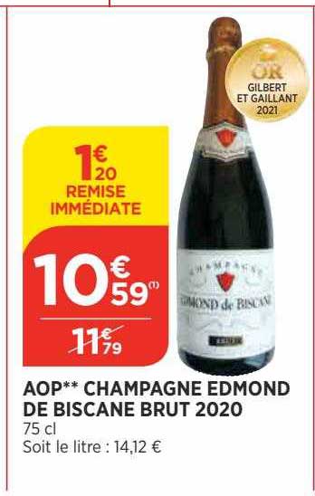 aop champagne edmond de biscane brut 2020