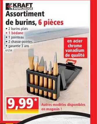 assortiment de burins, 6 pièces kraft werkzeuge