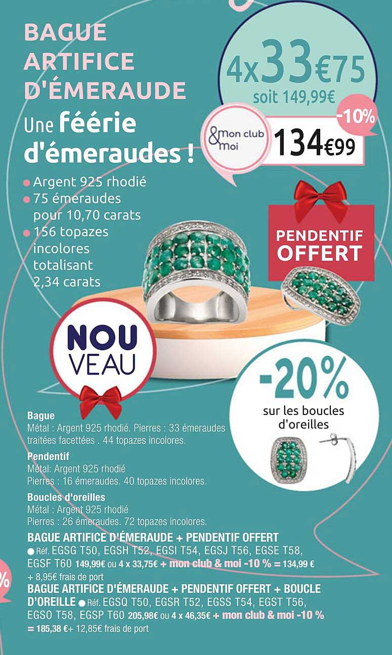 bague artifice d'émeraude