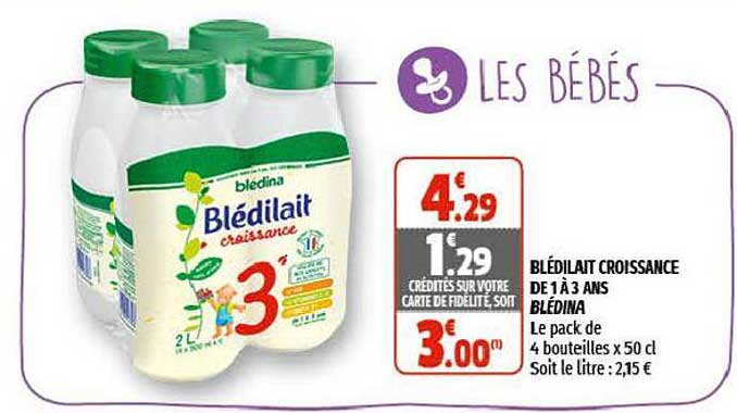 blédilait croissance de 1 à 3 ans blédina