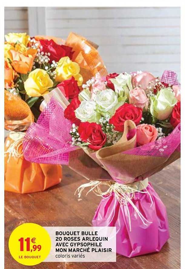 bouquet bulle 20 roses arlequin avec gypsophile mon marché plaisir