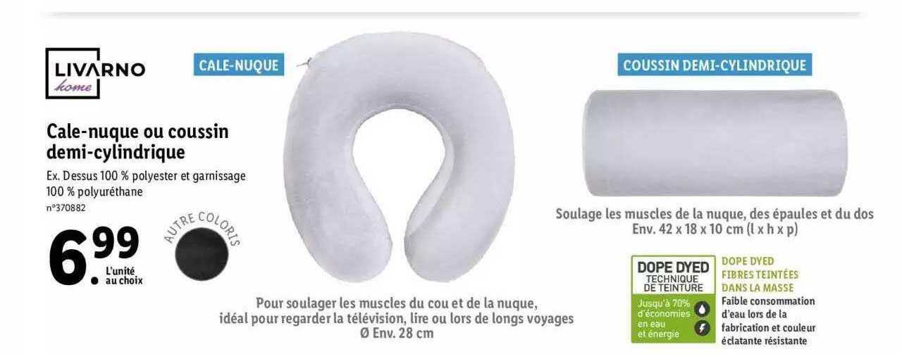 cale-nuque ou coussin demi-cylindrique livarno home