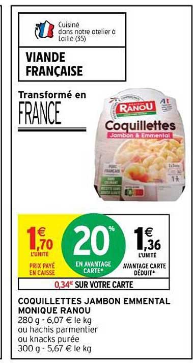 coquillettes jambon emmental monique ranou
