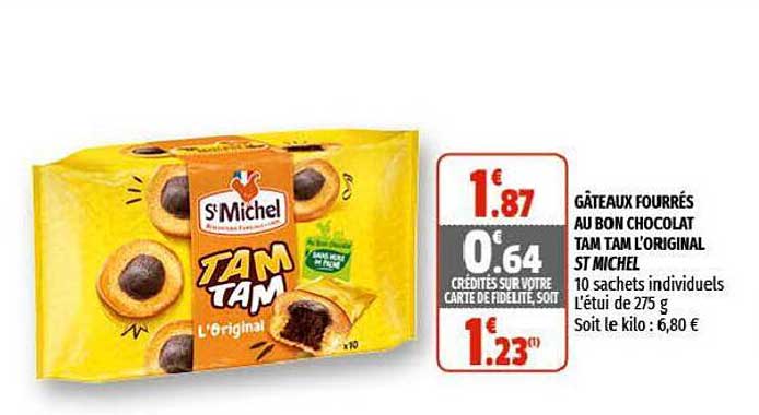 gâteaux fourrés au bon chocolat tam tam l'original st michel