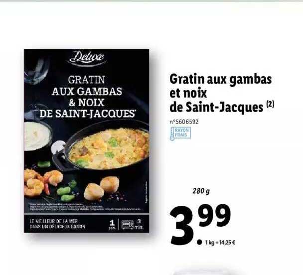 gratin aux gambas et noix de saint-jacques deluxe