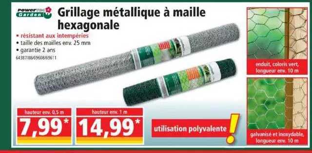 grillage métallique à maille hexagonale powertec garden