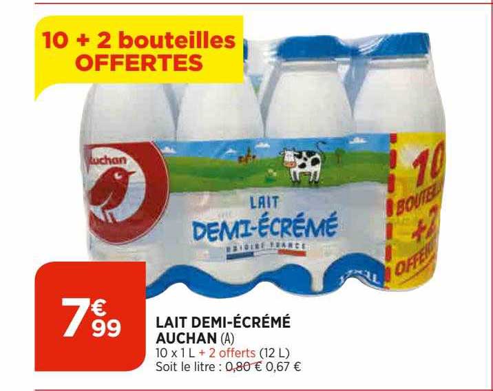 lait demi-écrémé auchan