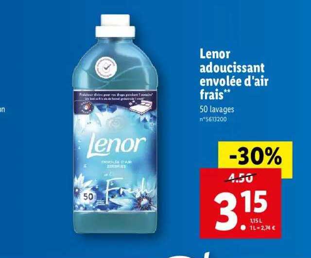 lenor adoucissant envolée d'air frais