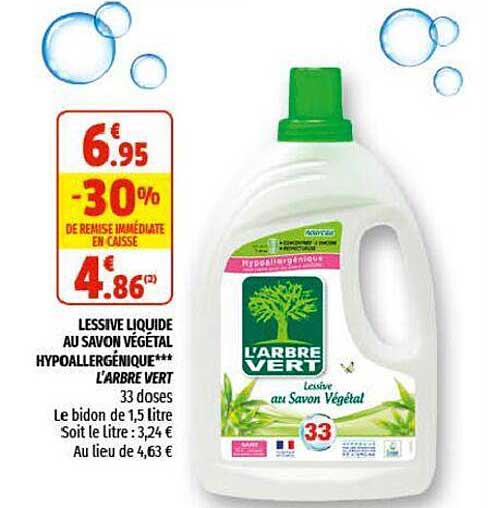 lessive liquide au savon végétal hypoallergénique l'arbre vert