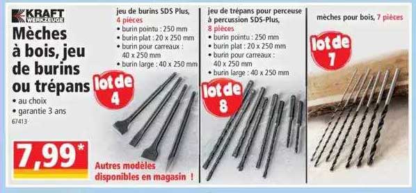 mèches à bois, jeu de burins ou trépans kraft werkzeuge