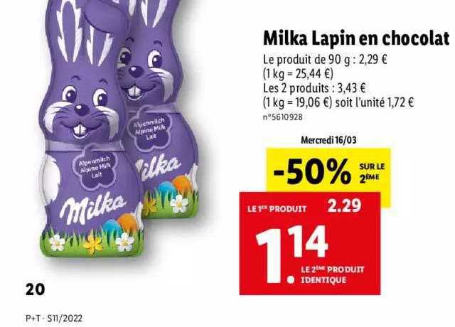 Milka Lapin En Chocolat
