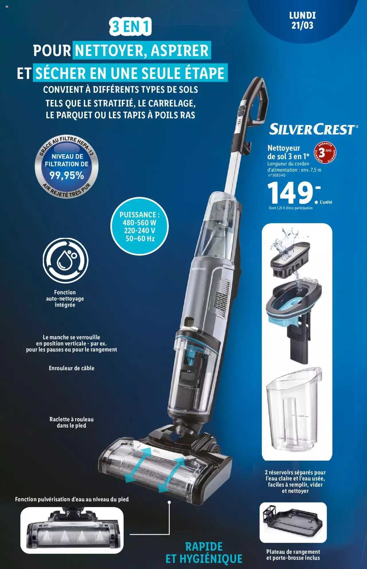 nettoyeur de sol 3 en 1 silver crest