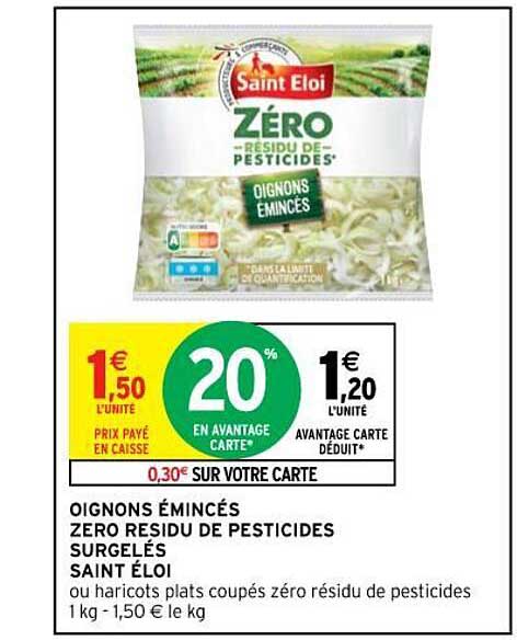 oignons émincés zéro résidu de pesticides surgelés saint éloi