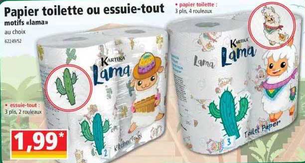 papier toilette ou essuie-tout motifs "lama" kartika