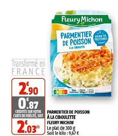 parmentier de poisson à la ciboulette fleury michon