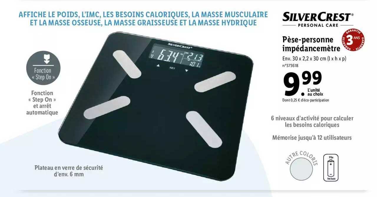 pèse-personne impédancemètre silver crest