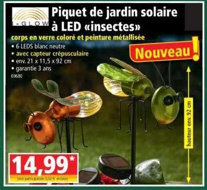 piquet de jardin solaire à led "insectes" i-glow