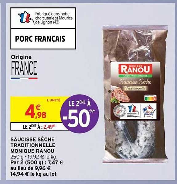Saucisse Sèche Traditionnelle Monique Ranou
