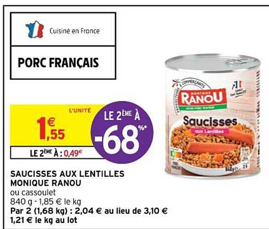 saucisses aux lentilles monique ranou