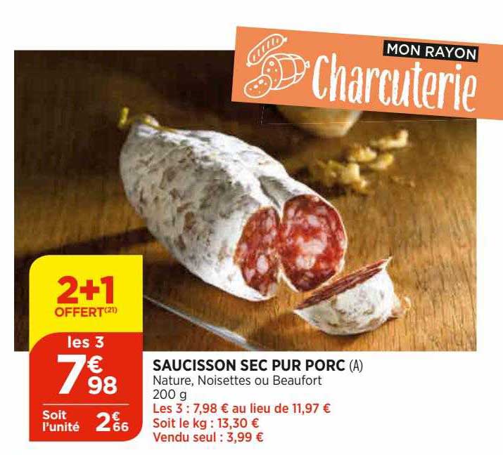 Saucisson Sec Pur Porc