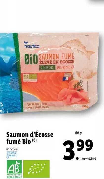 saumon d'écosse fumé bio nautica