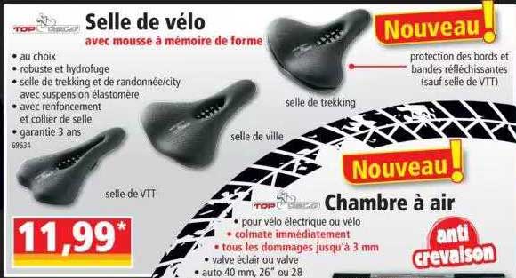 selle de vélo avec mousse à mémoire de forme, chambre à air