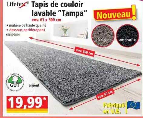 tapis de couloir lavable "tampa" lifetex