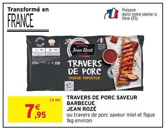 travers de porc saveur barbecue jean rozé