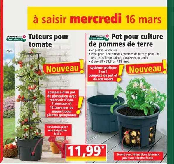 tueurs pour tomate, pot pour culture de pommes de terre powertec garden
