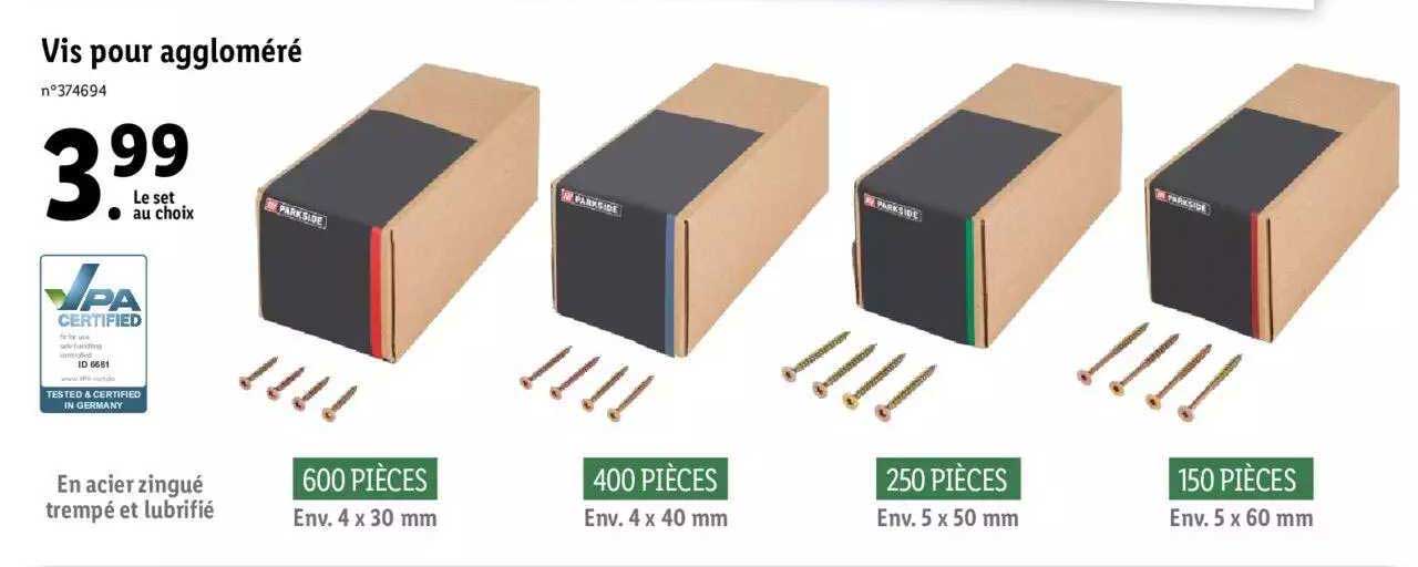 vis pour aggloméré parkside