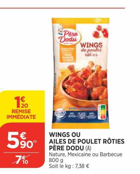 wings ou ailes de poulet rôties père dodu