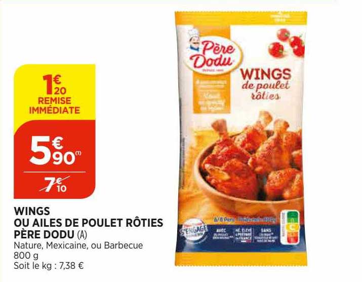 wings ou ailes de poulet rôties père dodu