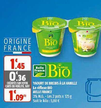 yaourt de brebis à la vanille le réflexe bio belle france
