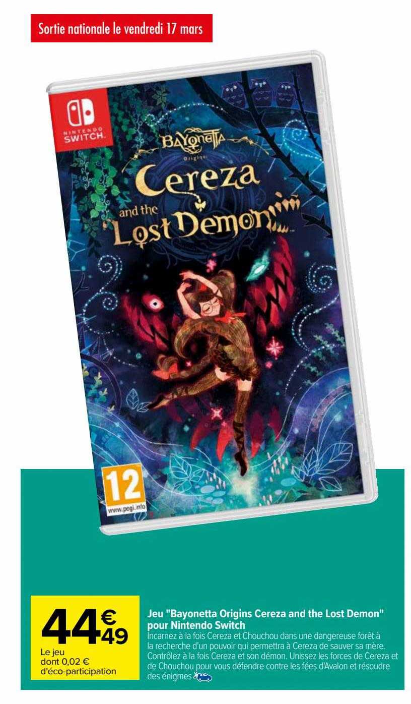 jeu "bayonetta origins cereza and the lost demon" pour nintendo switch