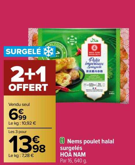 nems poulet halal surgelés hoa nam