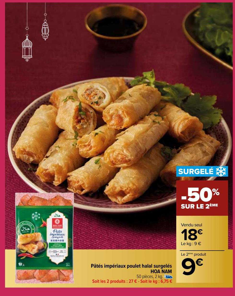 pâtés impériaux poulet halal surgelés hoa nam