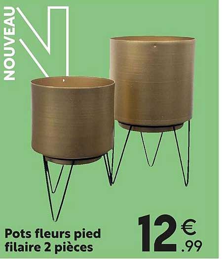 pots fleurs pied filaire 2 pièces