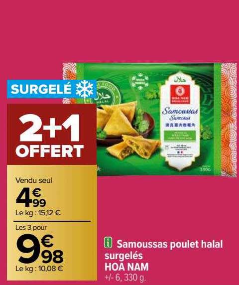 samoussas poulet halal surgelés hoa nam