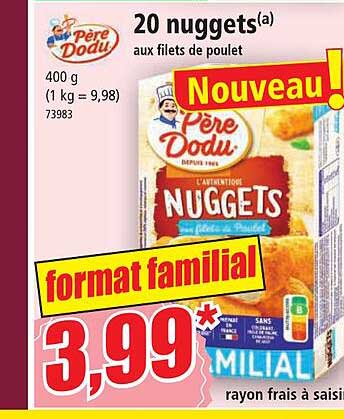 20 nuggets aux filets de poulet père dodu