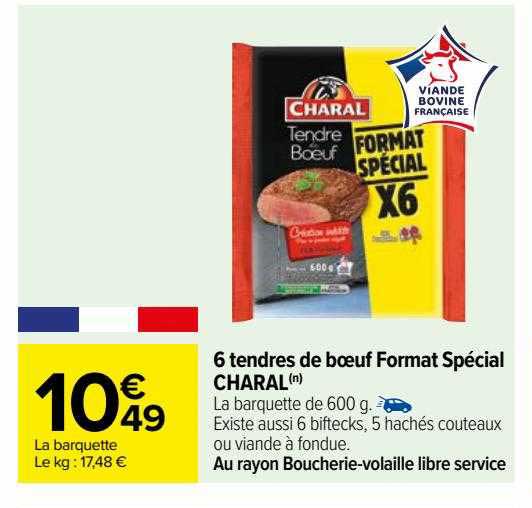 6 tendres de bœuf format spécial charal