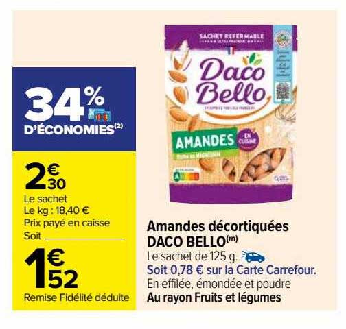 amandes décortiquées daco bello