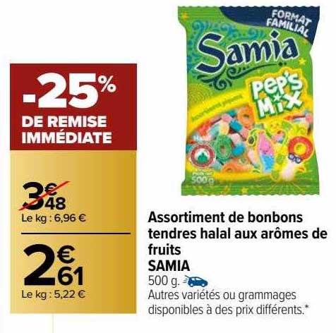 Assortiment De Bonbons Tendres Halal Aux Arômes De Fruits Samia