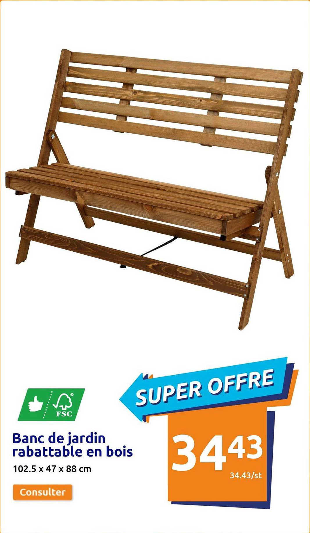 banc de jardin rabattable en bois