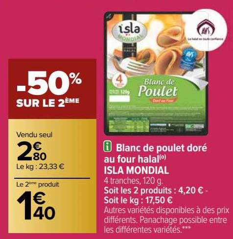 Blanc De Poulet Doré Au Four Halal Isla Mondial