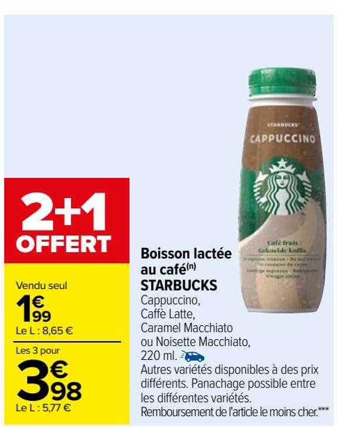 boisson lactée au café starbucks