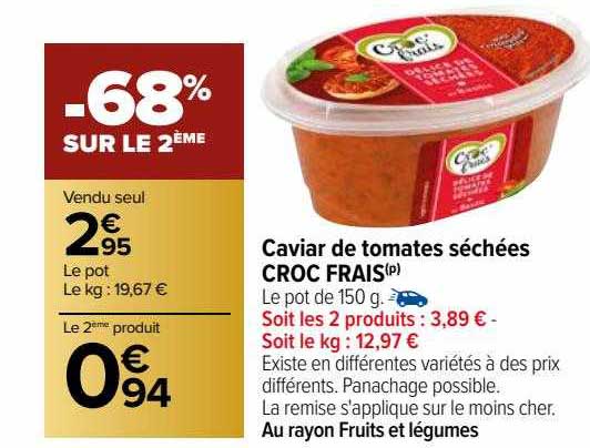 caviar de tomates séchées croc frais