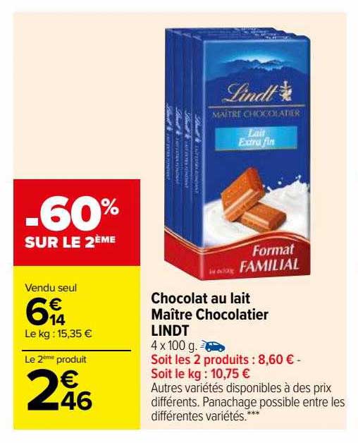 chocolat au lait maître chocolatier lindt