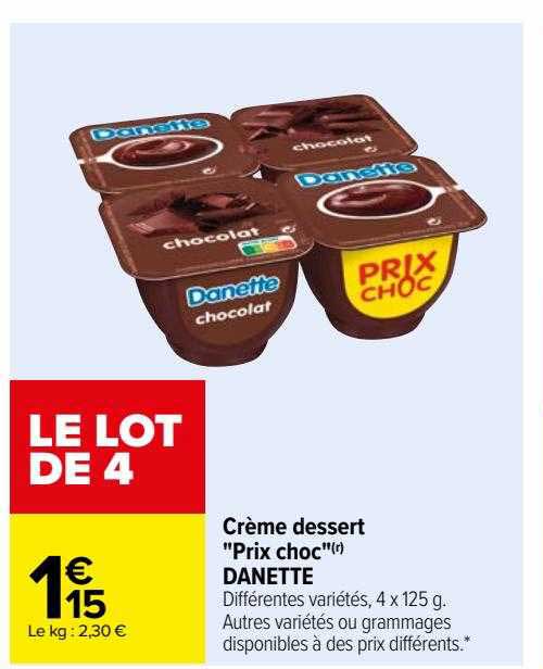 crème dessert "prix choc" danette