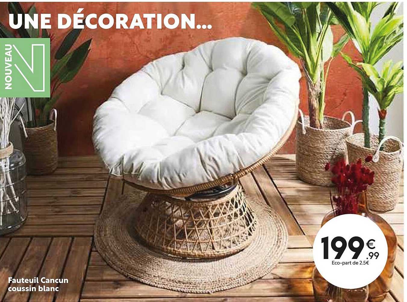 fauteuil cancun coussin blanc