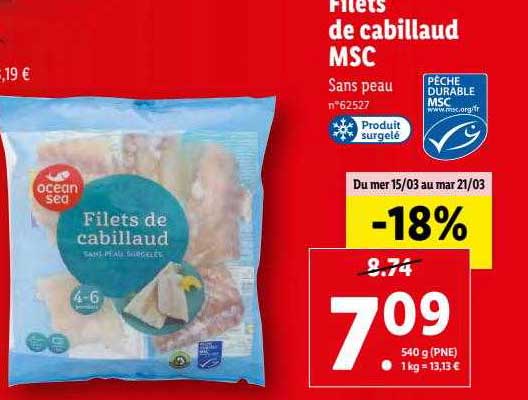 Filets De Cabillaud Msc Ocean Sea